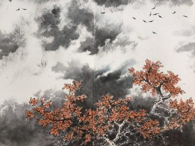 罗树辉日记-张家界系列国画作品之《袁家界迷魂台》，近日潜心完成，与众好友分享！罗树辉【图2】