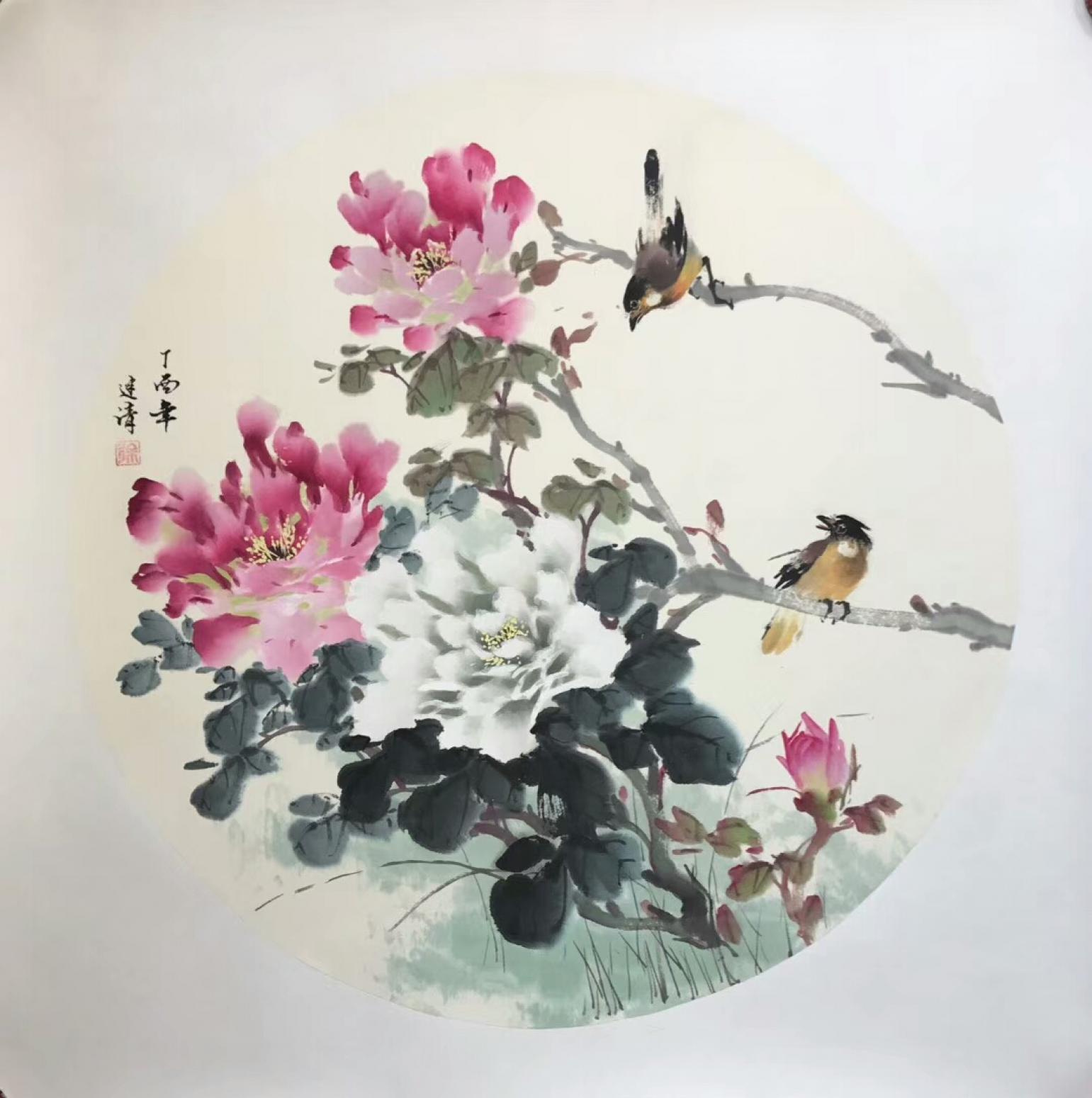 徐建清国画作品《花鸟》