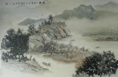 陈刚日记-新作《渔歌》，经过调整终于完成，对比一下，哪个是调整前的，哪个是调整后的？【图1】