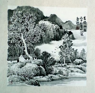 陈庆明日记-国画《吉祥山居图》一组，三尺斗方，陈庆明作品发布【图1】