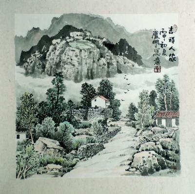 陈庆明日记-国画《吉祥山居图》一组，三尺斗方，陈庆明作品发布【图2】