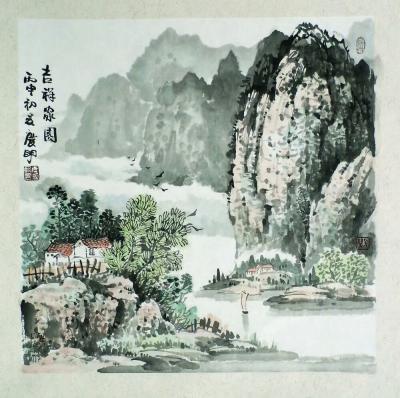陈庆明日记-国画《吉祥山居图》一组，三尺斗方，陈庆明作品发布【图4】