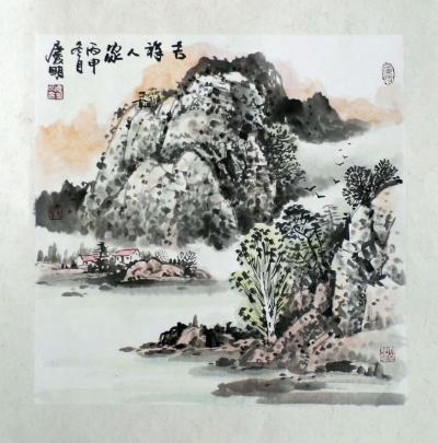 陈庆明日记-国画《吉祥山居图》一组，三尺斗方，陈庆明作品发布【图5】