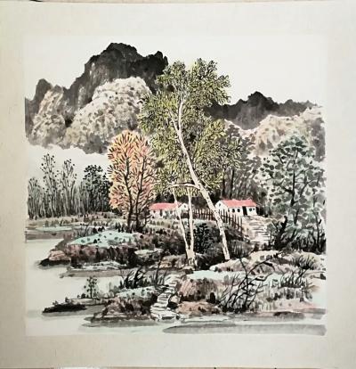 陈庆明日记-国画《吉祥山居图》一组，三尺斗方，陈庆明作品发布【图9】