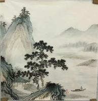 艺术家李伟成日记:题字落款《松林问道》；国画山水，四尺斗方，李伟成发布【图0】