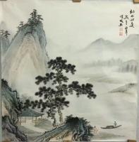 艺术家李伟成日记:题字落款《松林问道》；国画山水，四尺斗方，李伟成发布【图1】