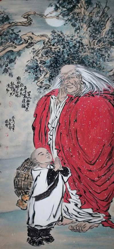 李亚南日记-国画《罗汉》尺寸70×150 ，李亚男书画工作室作品【图2】