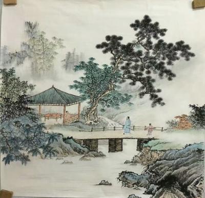 李伟成日记-李伟成国画作品《禅林问道》完稿，四尺斗方，落款发布。【图1】