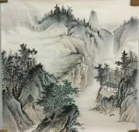 艺术家李伟成日记:李伟成国画作品《山高水长》完稿，四尺斗方，落款于兴艺堂发布。【图0】
