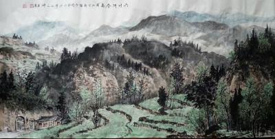 高勇利日记-国画作品《六川河春意》，尺寸：四尺整纸
138*69CM，根据元旦写生创作。高【图1】