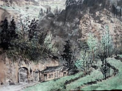 高勇利日记-国画作品《六川河春意》，尺寸：四尺整纸
138*69CM，根据元旦写生创作。高【图3】