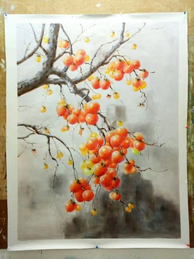 凌振宁日记-凌振宁油画《丰收图》系列作品，“”树叶的离开，不是因为风，而是树的不挽留~~~”【图4】