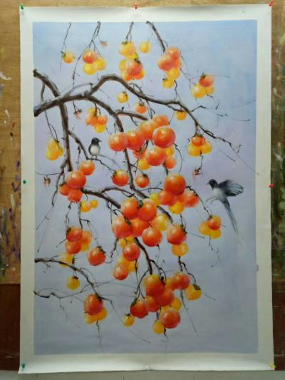 凌振宁日记-凌振宁油画《丰收图》系列作品，“”树叶的离开，不是因为风，而是树的不挽留~~~”【图5】