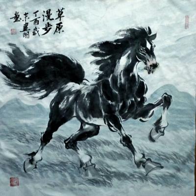 刘建国日记-元旦晚上，画了两匹马，一个是《漫步草原》，一个是《回望故乡》。回顾以往，逝去的时【图2】