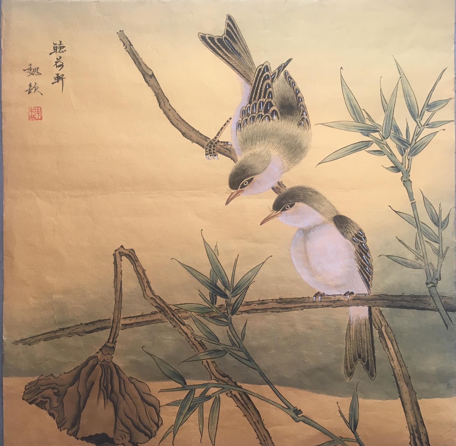 魏钦国画作品《荷塘雅趣》