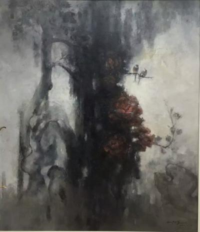 胡静荣誉-2015亚洲美术双年展（香港）我的油画作品《一庭香》受邀参展。尺寸150*130【图3】