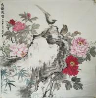 艺术家郭雨铮日记:完成一幅 (鸟语花香) 为客户玄关位置创作的，  祝福乔迁之【图0】