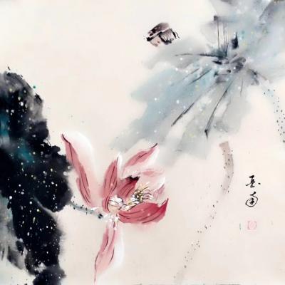 李亚南日记-国画花鸟，“荷风送香气，竹露滴清响。
欲取鸣琴弹，恨无知音赏。”李亚南书画工作【图2】