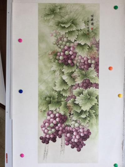 崔英阁日记-崔英阁 国画 静物 方斗《硕果图》；大家品鉴！【图1】