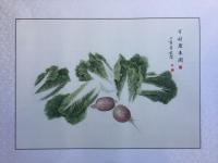 艺术家崔英阁日记:崔英阁小作几幅，《白菜萝卜图》，方斗。【图3】