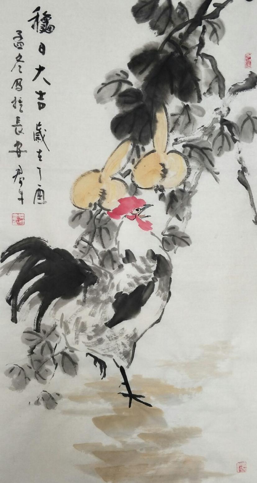田君才国画作品《秋日大吉》