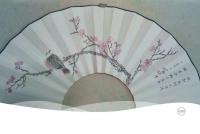 艺术家安士胜日记:刚完成的扇面“疏影横斜水清浅，暗香浮动月黄昏。”应景啊，安士【图0】