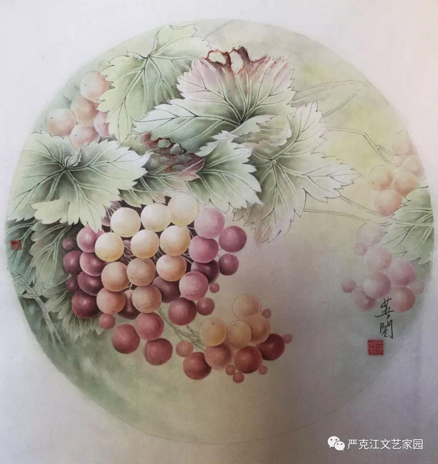 崔英阁国画作品《硕果图》