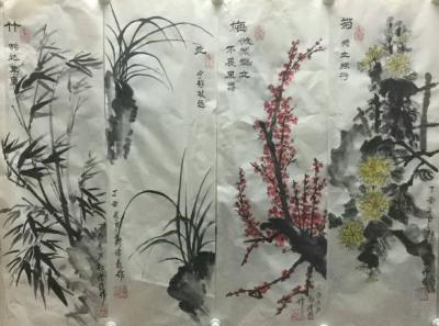 郭浩艺日记-郭浩艺国画作品《竹、兰、梅、菊》四条屏正在定制中 一套1800元，欢迎定制！【图1】