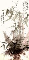 艺术家任清宇生活:昨晚画了几张竹子，经过反复修改满意的也就这张《立根破岩》吧！【图1】
