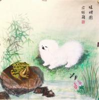 艺术家宋继兰日记:狗年画狗狗，《飞黄腾达》，《旺财图》，《旺旺大吉》，《双喜临【图1】