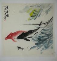 艺术家张大石日记:正在教学国画之托画心《雨后牡丹春睡浓》《映日藏露》《鱼乐图》【图3】