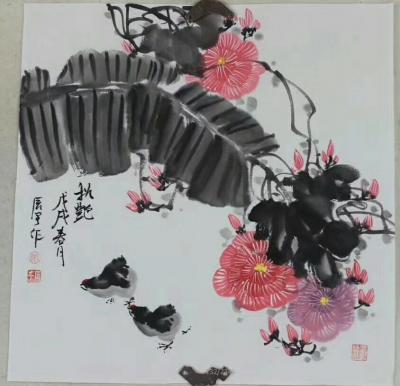 丁建坤日记-斗方四幅 国画 《笑口常开》 《金秋》《秋色》《笑口常开》 丁建坤作品 谢谢大家【图3】