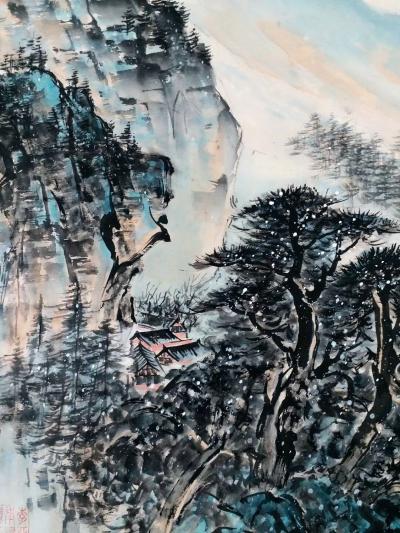 李亚南日记-国画山水《禅悦》李亚南作品。根据诗词：门庭清妙即禅关，枉费黄金去买山。
只要心【图2】