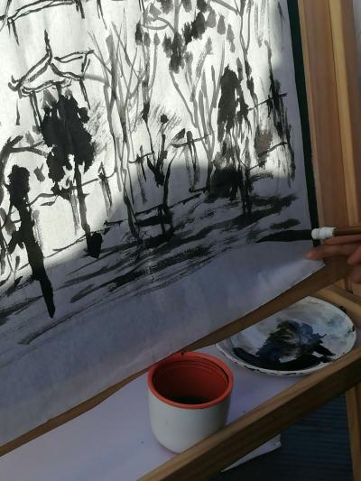 杨牧青日记-水墨三晋·杨牧青中国画写生文化行走进晋北广灵一一水神堂很有景致，在壶岛山上，有“【图3】