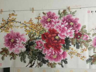 王长泉收藏-王长泉《繁花似锦春满园》《富贵吉祥》国画牡丹图，不是我总喜欢画这一幅，而是客人们【图3】