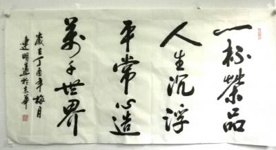 连明远日记-书法作品：一杯茶品人生沉浮，平常心造万千世界！连明远，定制四尺【图1】