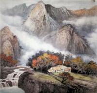 艺术家严巍日记:刚完成山水画小品《春来桃花开》《小桥流水人家》《春耕》,严巍【图1】