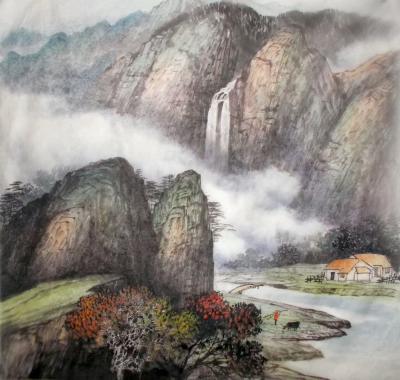 严巍日记-刚完成山水画小品《春来桃花开》《小桥流水人家》《春耕》，严巍，尚未题款，欢迎直撩【图3】