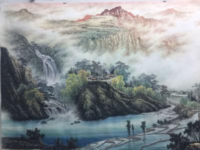 冯建德日记-完成两幅彩墨山水画挂在广州一知名企业的会议室和办公室，参会人员看过都说是极品，也【图7】