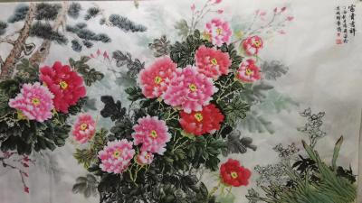 李国庆日记-就喜欢画牡丹，《春风送富贵》《富贵吉祥》，客户订制的四幅国画牡丹新作品完成，李国【图1】