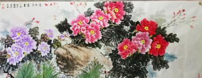 李国庆日记-就喜欢画牡丹，《春风送富贵》《富贵吉祥》，客户订制的四幅国画牡丹新作品完成，李国【图2】