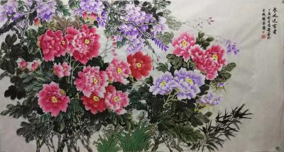 李国庆日记-就喜欢画牡丹，《春风送富贵》《富贵吉祥》，客户订制的四幅国画牡丹新作品完成，李国【图3】