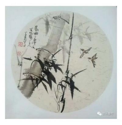 何学忠日记-国画 《墨竹》 斗方 两幅 何学忠【图1】