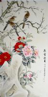 艺术家韩梅日记:四尺整张工笔花鸟画,《飞雪迎春》《富贵祥和》,欢迎定制,韩梅【图1】