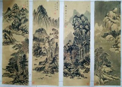 李高日记-山水国画《春夏秋冬》四条屏图，请各位师友指正【图1】
