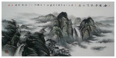 刘剑刚日记-山水国画《桃华春色暖先开》尺寸
138cmx68cm，《松里云深夏亦寒》尺寸
【图1】