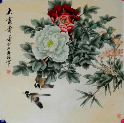 韩梅日记-四尺斗方工笔花鸟画《大富贵》《大吉利》，韩梅作品【图1】