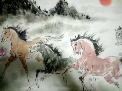 袁春宝生活-八骏图很多人都喜欢。可是，一张小的八骏图也需要一星期的构思和创作，反复推敲，废宣【图3】