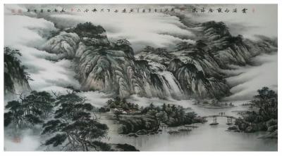 刘剑刚收藏-山水国画《云满山头树满溪》
尺寸180cmx97cm，《水村鱼舍》尺寸138x【图1】