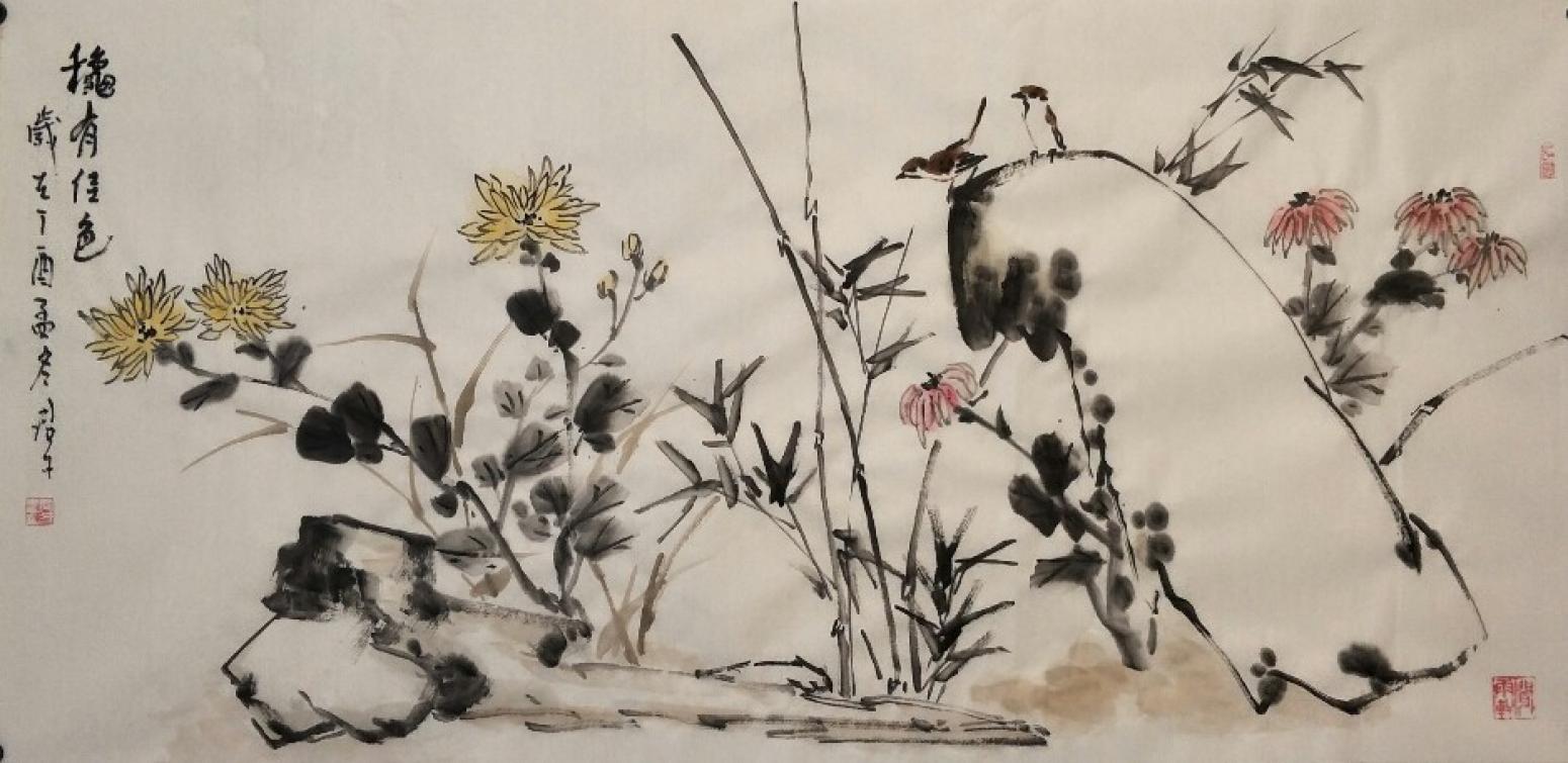 田君才国画作品《秋有佳色》